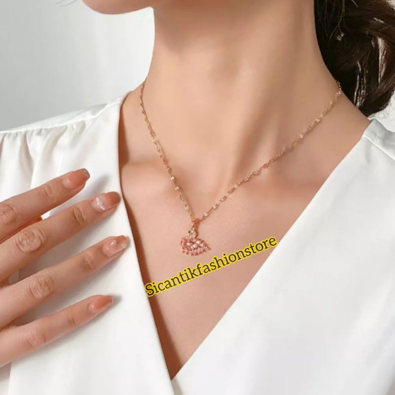 Kalung Titanium Liontin Angsa Fashion Wanita Terlaris Anti Karat Kalung Wanita Kekinian Mewah