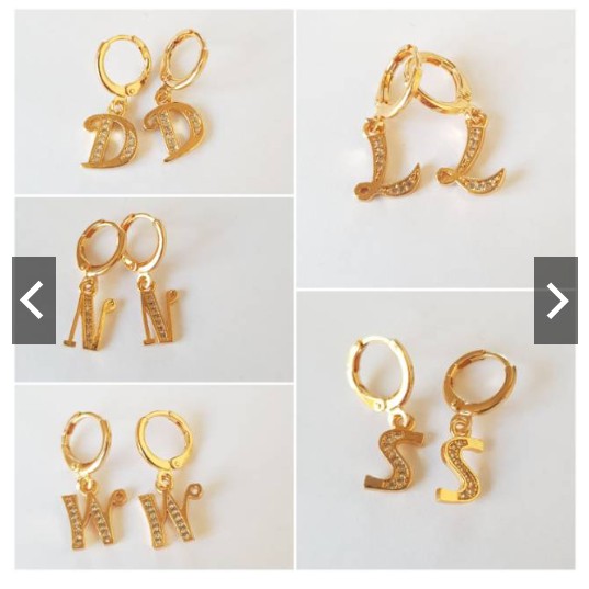 Fifi Fashion Anting Xuping Inisial /anting inisial /anting import xuping lapis emas 18k 19#