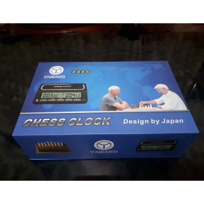 Paket set papan catur lipat kayu dan jam catur digital standar percasi