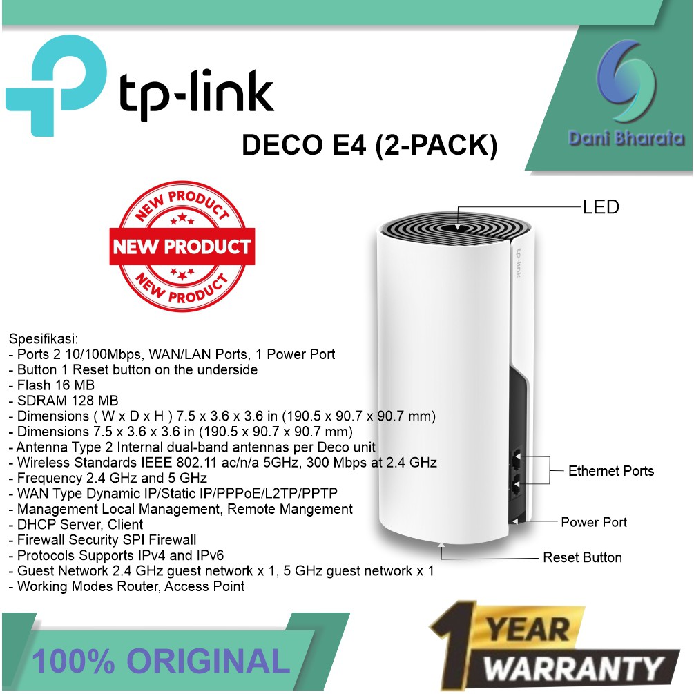 TP-LINK Deco E4 AC1200 2Pack Whole Home Mesh WiFi System Tplink 2 Pack