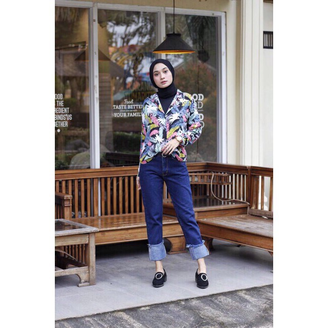 GPJ - Kemeja Wanita Pastel Daun-4