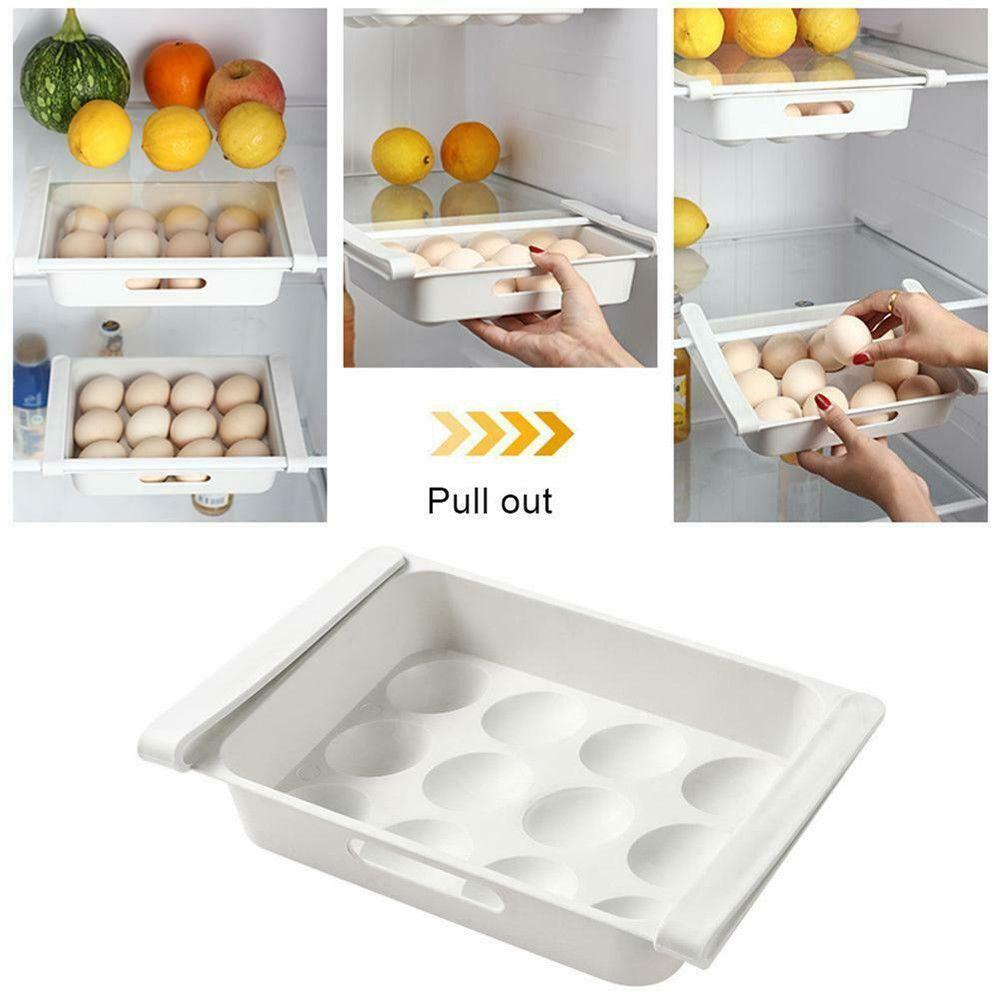 Solighter Kulkas Kotak Penyimpanan Telur Tahan Lama Rak Laci Kulkas Food Organizer Storage Tray