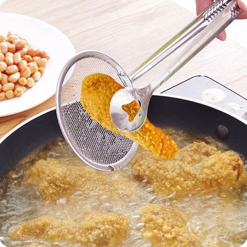 Jepitan Gorengan Stainless Dengan Tirisan Minyak 2in1