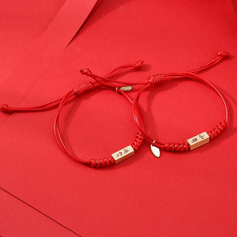 Sumpah cinta pasangan gelang pasangan pria dan wanita merah tali tenun tangan tali hadiah peringatan