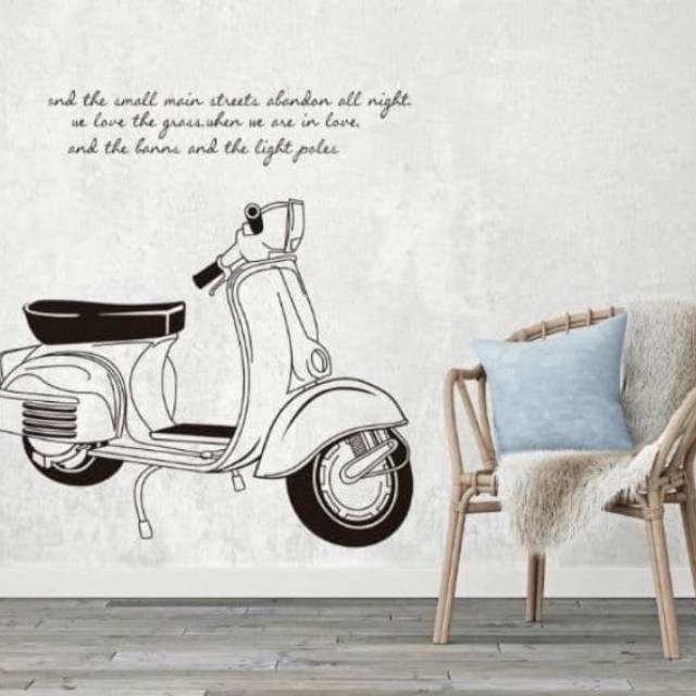 Stiker Dinding Wallpaper 60x90cm Motif Karakter Motor Vespa Hitam Putih Retro Dekorasi Ruang Kamar Shopee Indonesia