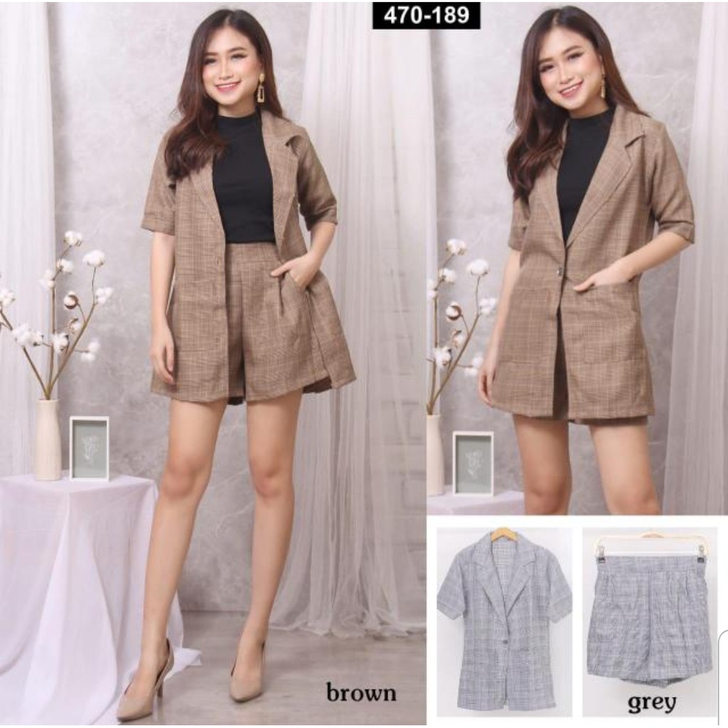 FORTUNE FASHION ONE SET BLAZER DAN CELANA NEMY PENDEK