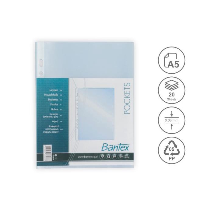 

Buruan Beli] Bantex Pocket With Top Opening A5 0.08 Mm 20 Sheets