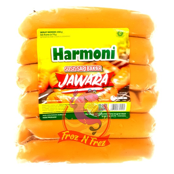 

HARMONI Sosis Sapi Bakar Jawara 450 Gram (6 Pcs)