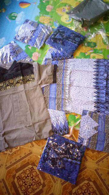 Kemeja Batik Pria Modern Lengan Panjang Motif Mega Mendung Biru Dan Coklat