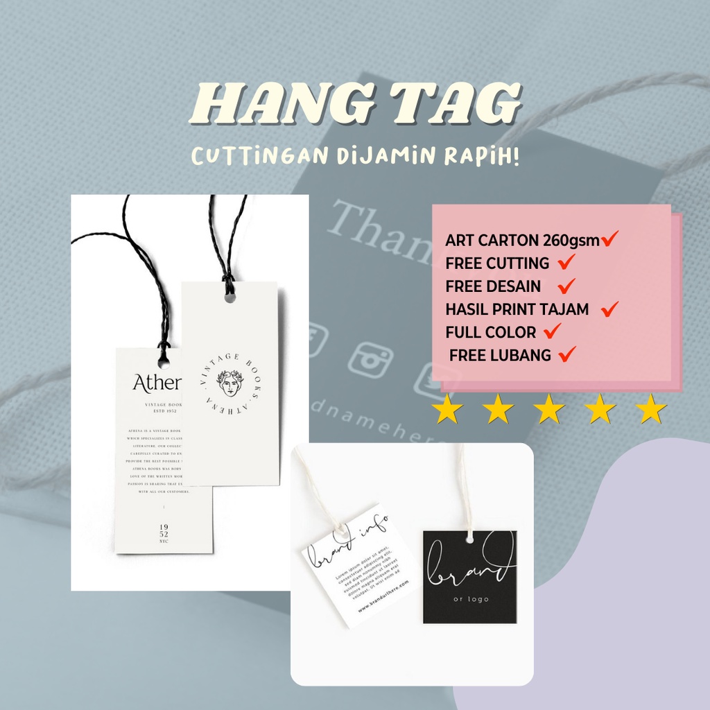 

[Kualitas Terjamin] Hang Tag Label Baju | Custom Cetak Hangtag Baju Murah | Tag Merek Pakaian Butik