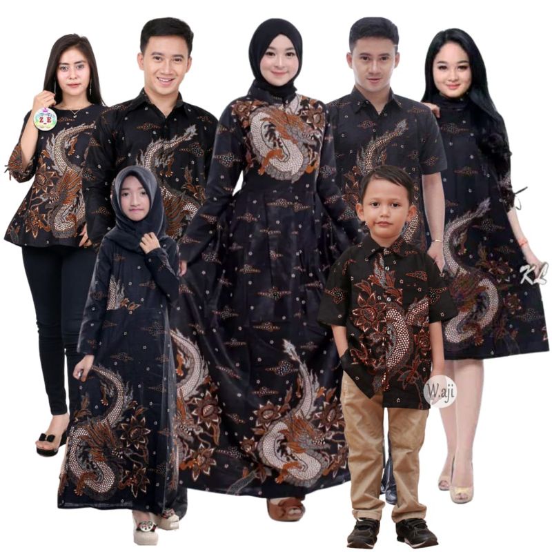 Batik Couple Keluarga Sania ruffle motif NAGA BESAR