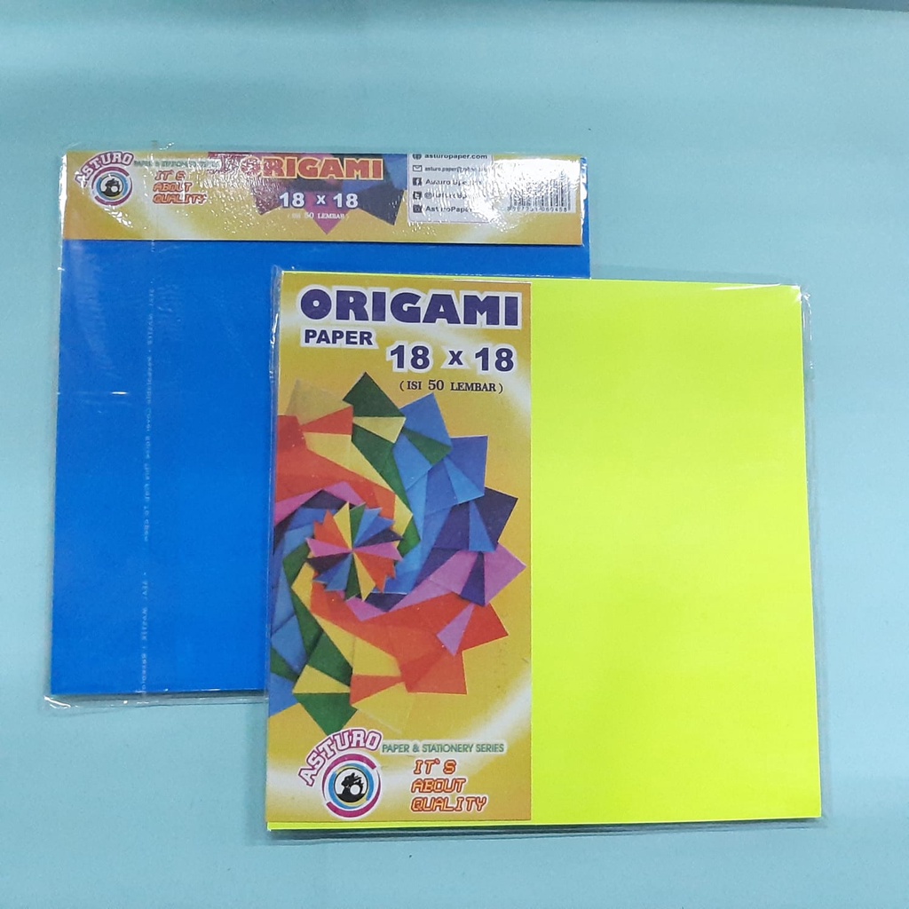 

Kertas Lipat ASTURO ORIGAMI 18x18 isi 50 lembar warna-warni ORIGAMI LIPAT KERAJINAN BENTUK