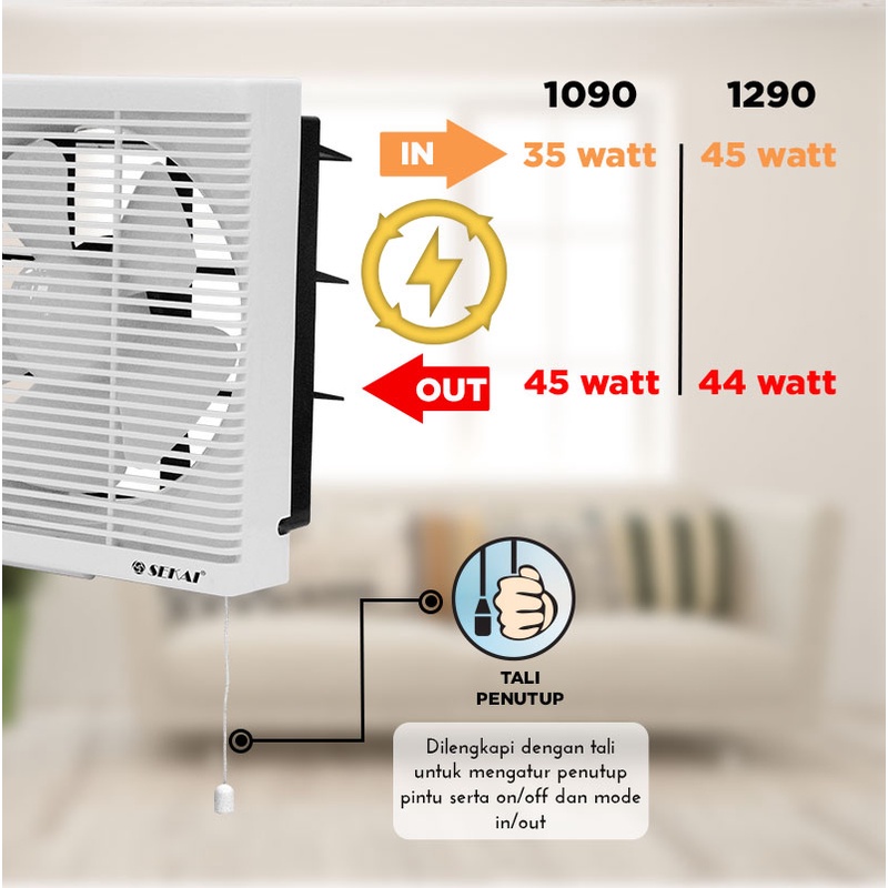 Exhaust / Hexos / Heksos Fan SEKAI WEF-1290 Wall Fan Kipas Dinding Ukuran 12 Inchi 12&quot; (30 cm)