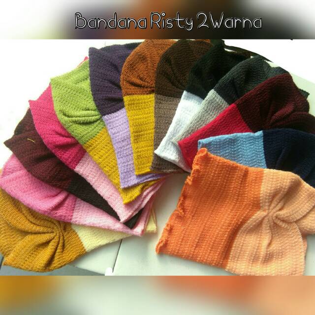 BANDANA RAJUT 2 WARNA SERUT  | Bandana Zigzag | Bandana Risty 2 Tone