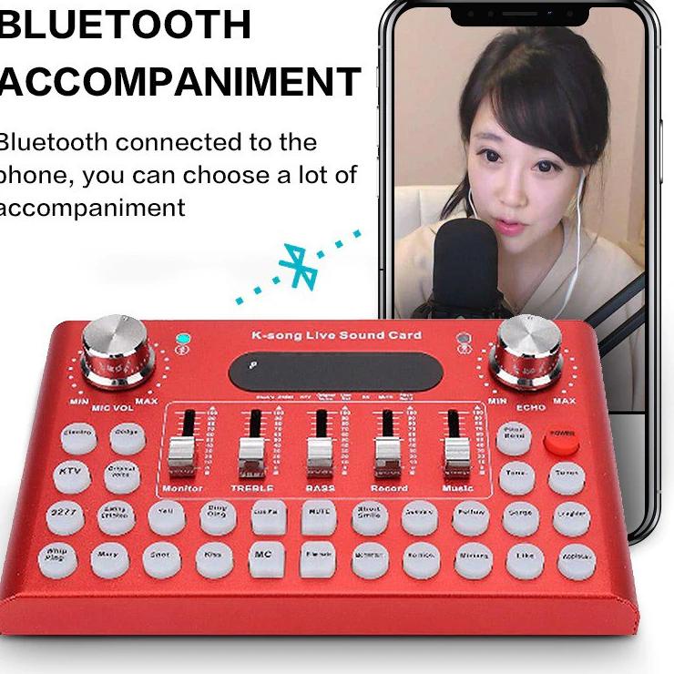 ↕qc Harga Murah✸ F9 Live Soundcard Bluetooth Audio Mixer Set Amplifier Live Broadcast Recording Kara