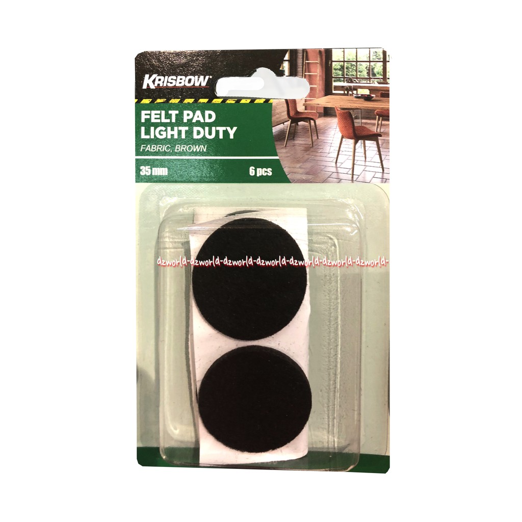Krisbow Felt Pad Light Duty 35mm Pelindung Alas Kaki Meja Atau Lemari Alas Pelindung Lantai 6pcs Brown
