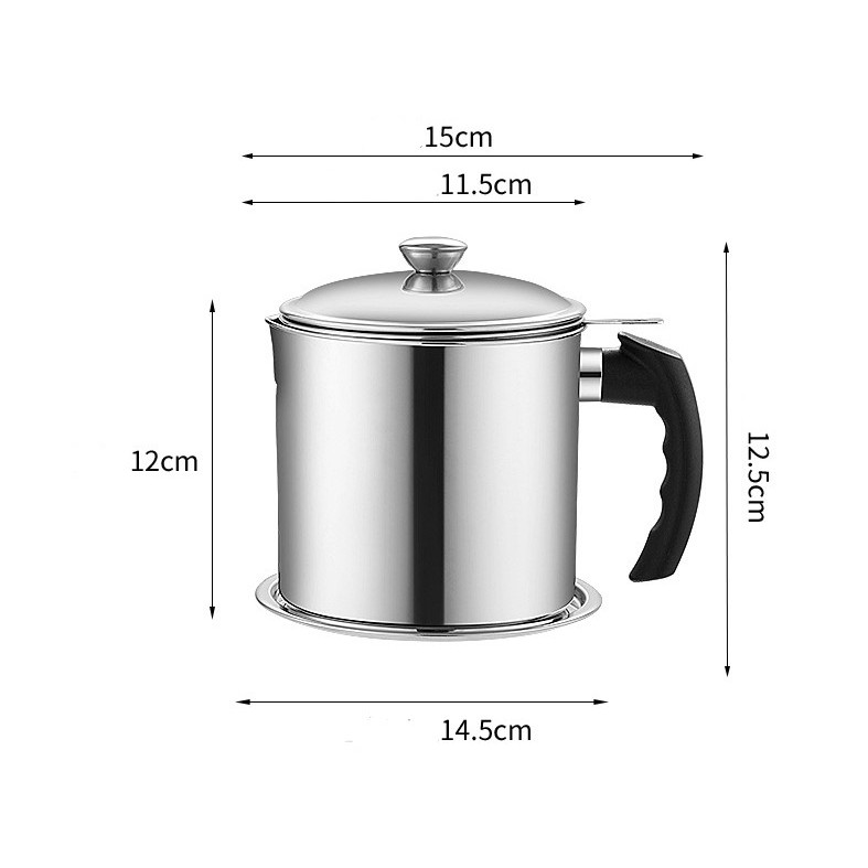 Wadah Saringan Minyak Goreng Anti Karat Gagang Anti Panas / Tempat Minyak / Tempat Tampung Minyak Bekas / Tempat Bekas Minyak / Stainless Steel 304 Kitchen Oil Pot / Saringan Minyak