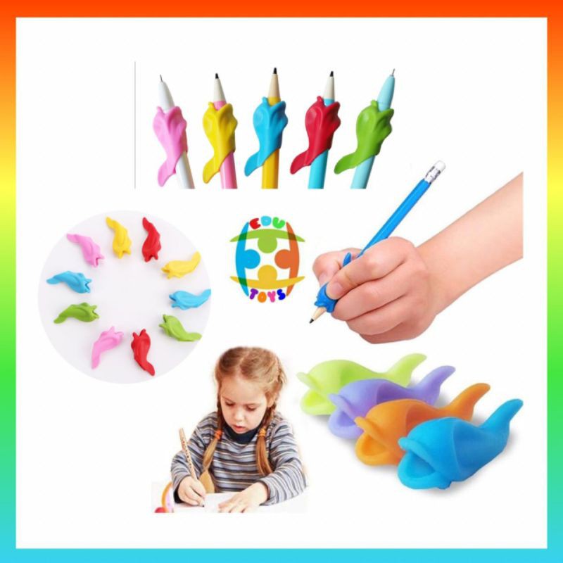 

3pc Fish pencil holder bahan karet satuan fish pencil grip