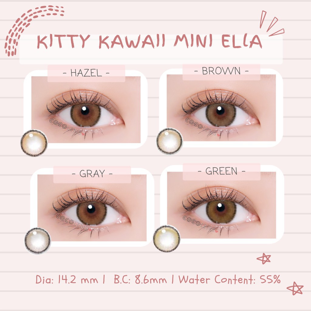 SOFTLENS MINI ELLA. NORMAL MINUS s.d - 10.00. ORIGINAL DIAMETER 14.2MM KITTY KAWAII