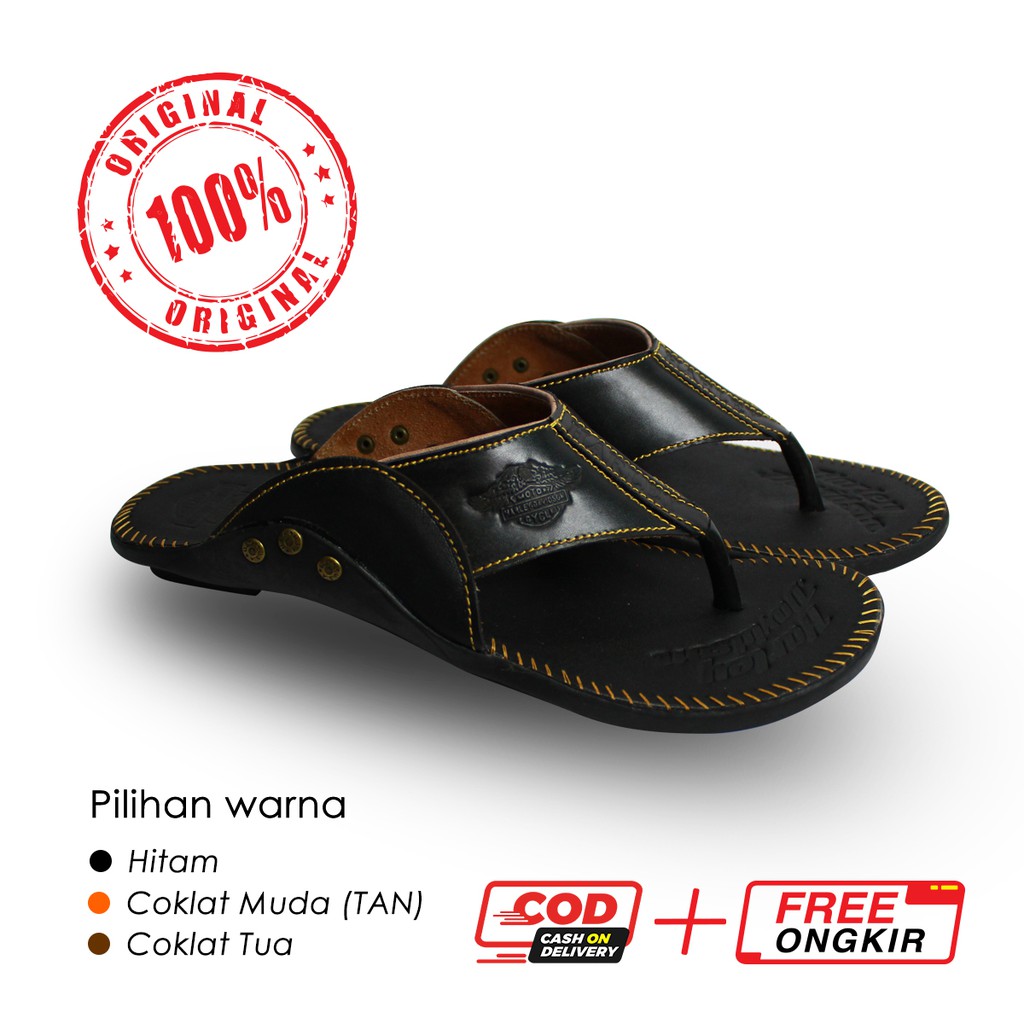 Sandal Kulit Harley Davidson Full Up Sendal Kulit Asli Pria Japit Casual Herley / Sendal Jepit Pria Terbaru