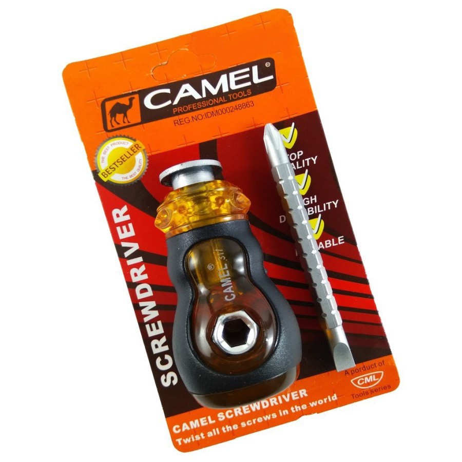 Obeng Bolak Balik Cebol Pendek Min Plus 2 Arah T Multisize Camel