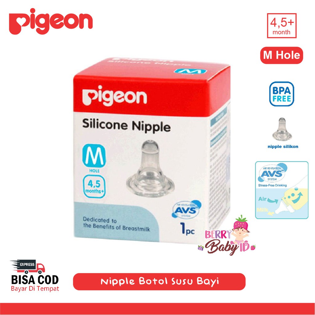 Pigeon Silicone Nipple Box Dot Teat Botol Susu Bayi Size S M L Berry Mart