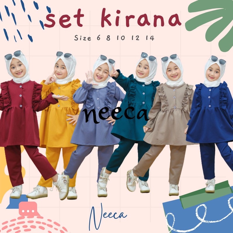 Set Kirana Setelan Knit Anak Cewek Neeca Kiddos Size Junior 6,8,10,12,14 Y