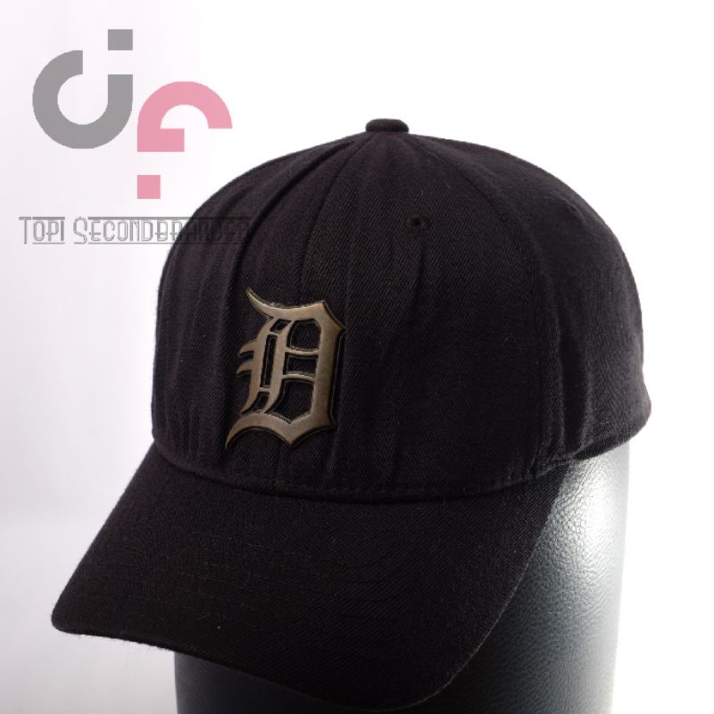Topi Cap merk MLB Detroit Tigers logo besi warna hitam , Prelove Bekas Second Original
