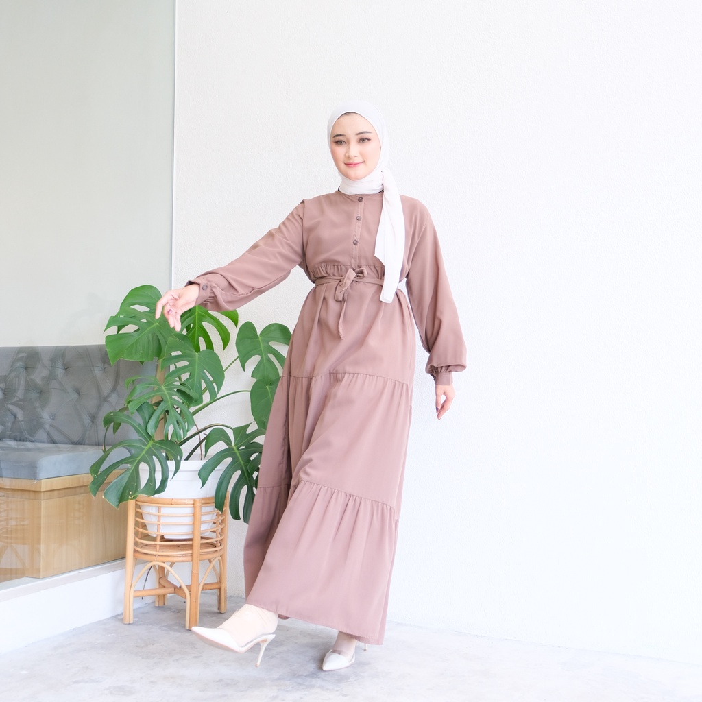 (AMD) GAMIS BREZANI MIDI LONG DRESS REMAJA RUFFLE WOLFIS