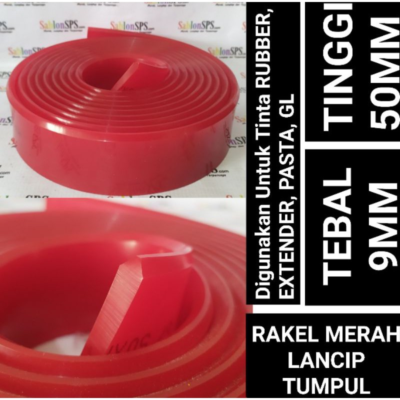 RAKEL SABLON MERAH LANCIP TUMPUL 50MMX7MM PER CM