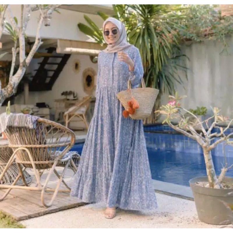 DELIA HOMEY DRESS RAYON VISCONE GAMIS MUSLIM MOTIF BUNGA