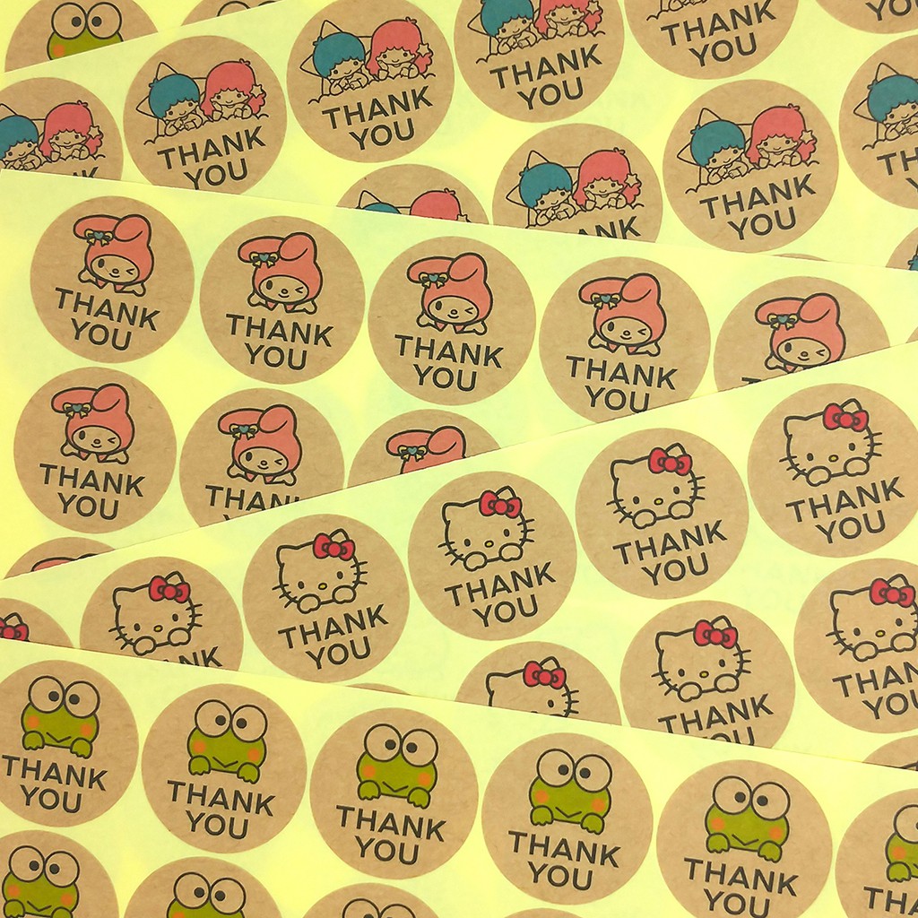 

Stiker Kraft Thank You 3,2 cm Karakter Kartun Sticker Label Craft Segel Tag Amplop Ucapan Bingkisan (24 pcs)