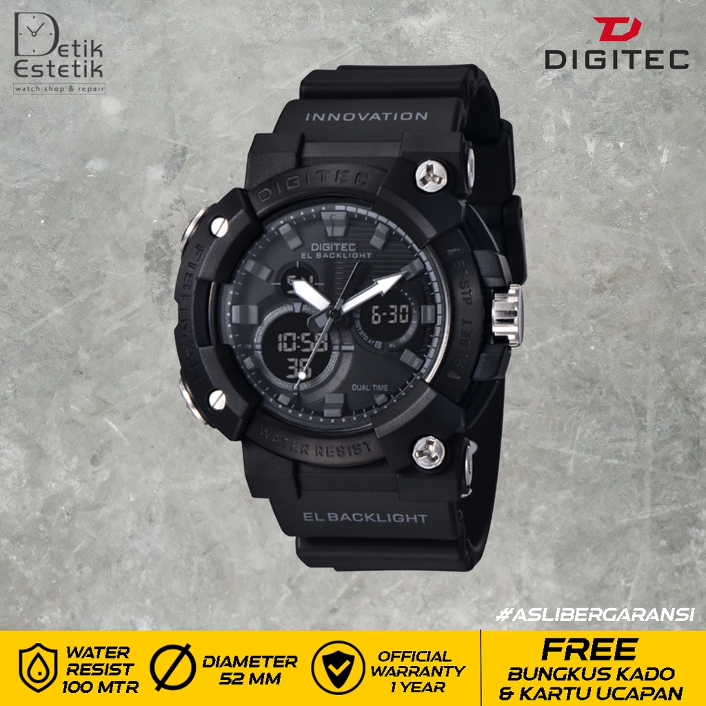 Digitec Da 2150 Da 2150t Full Black Double Time Rubber Strap Original