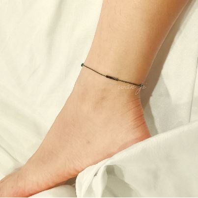 AB-11 Gelang Kaki TINY BLACK LONG PIPE Simple Knot Super Simple Cute Anklet Bracelet