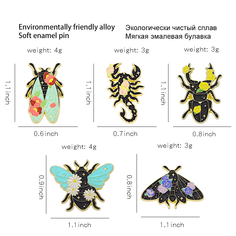 Bros Bentuk Kartun Hewan Butterfly Scorpion Untuk Aksesoris Pakaian