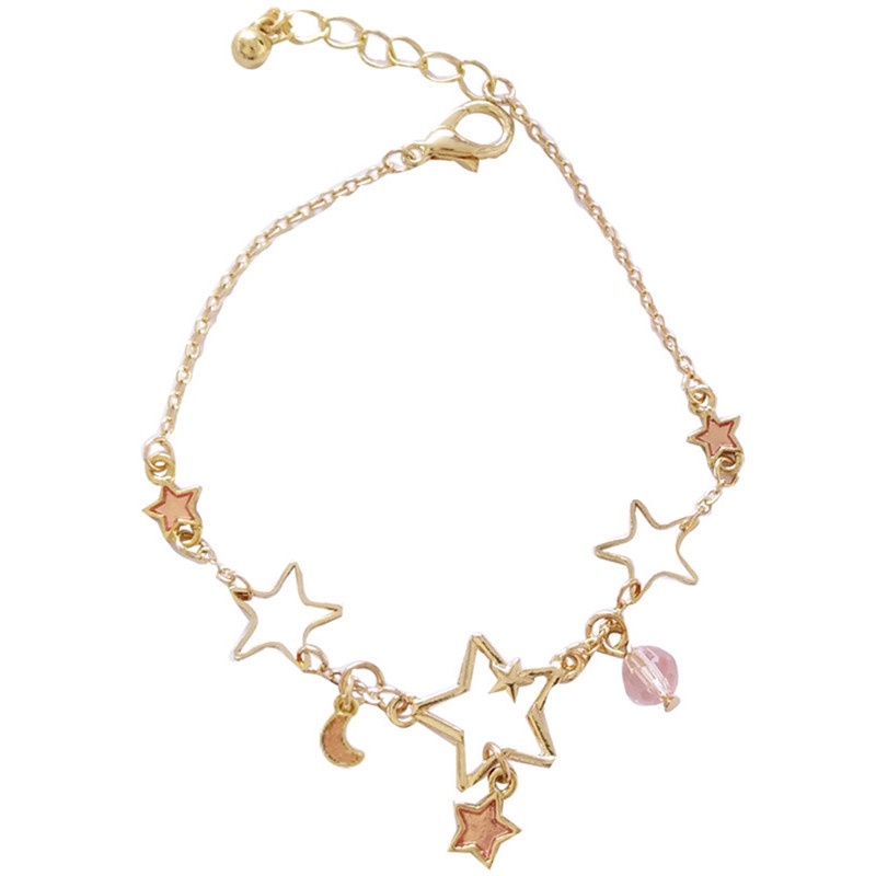 COD❤Korea Bintang Gelang Bulan Lucu Liontin Gelang Wanita Fashion Perhiasan Aksesoris  Tri