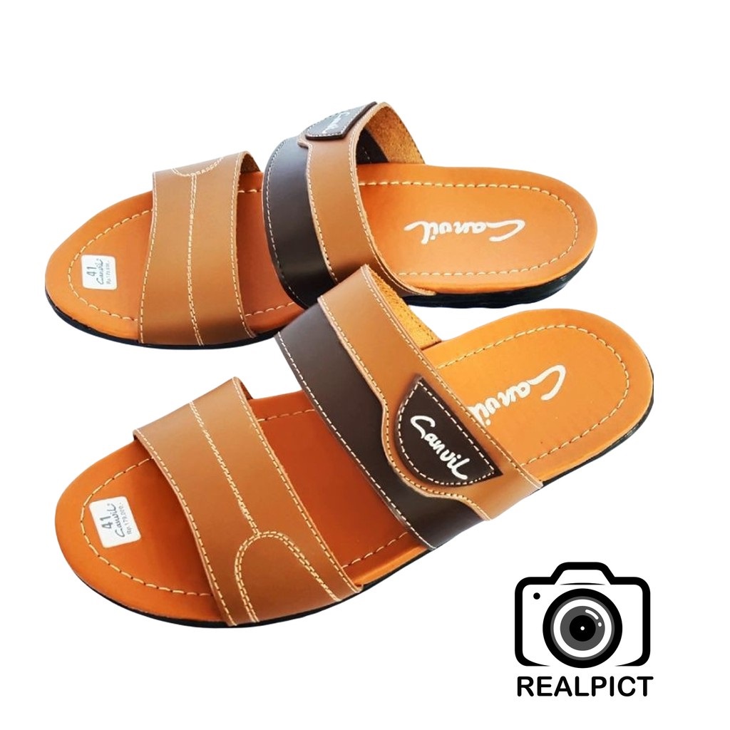 Sandal kulit santai pria gaul | sandal pria terbaru distro jepit kekinian bahan premium crvl promo