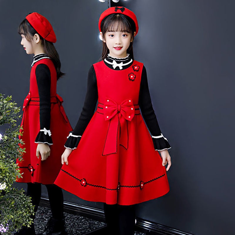 New autumn and winter children's wear three piece girls' princess skirt long sleeve Korean foreign w