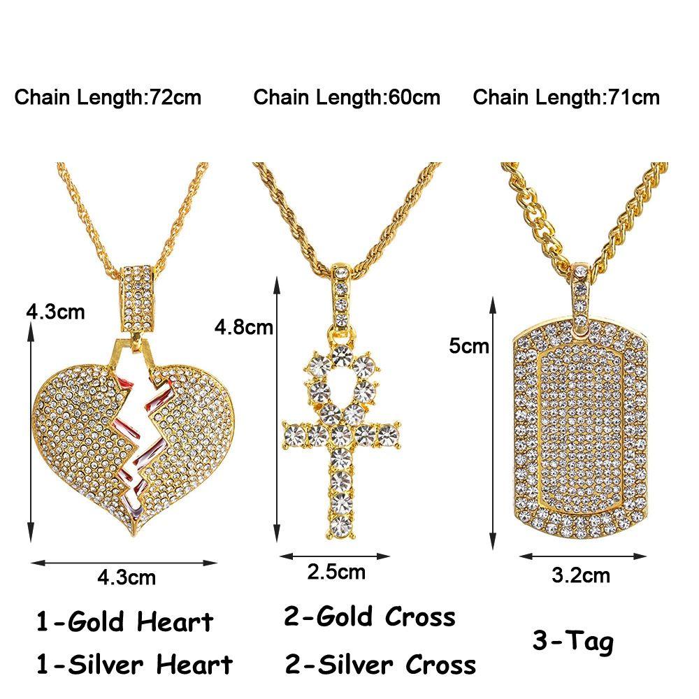 Lily Kalung Mewah Shiny Fashion Hias Berlian Imitasi Cubic Zircon Hip Hop Berlian Bling Patah Hati