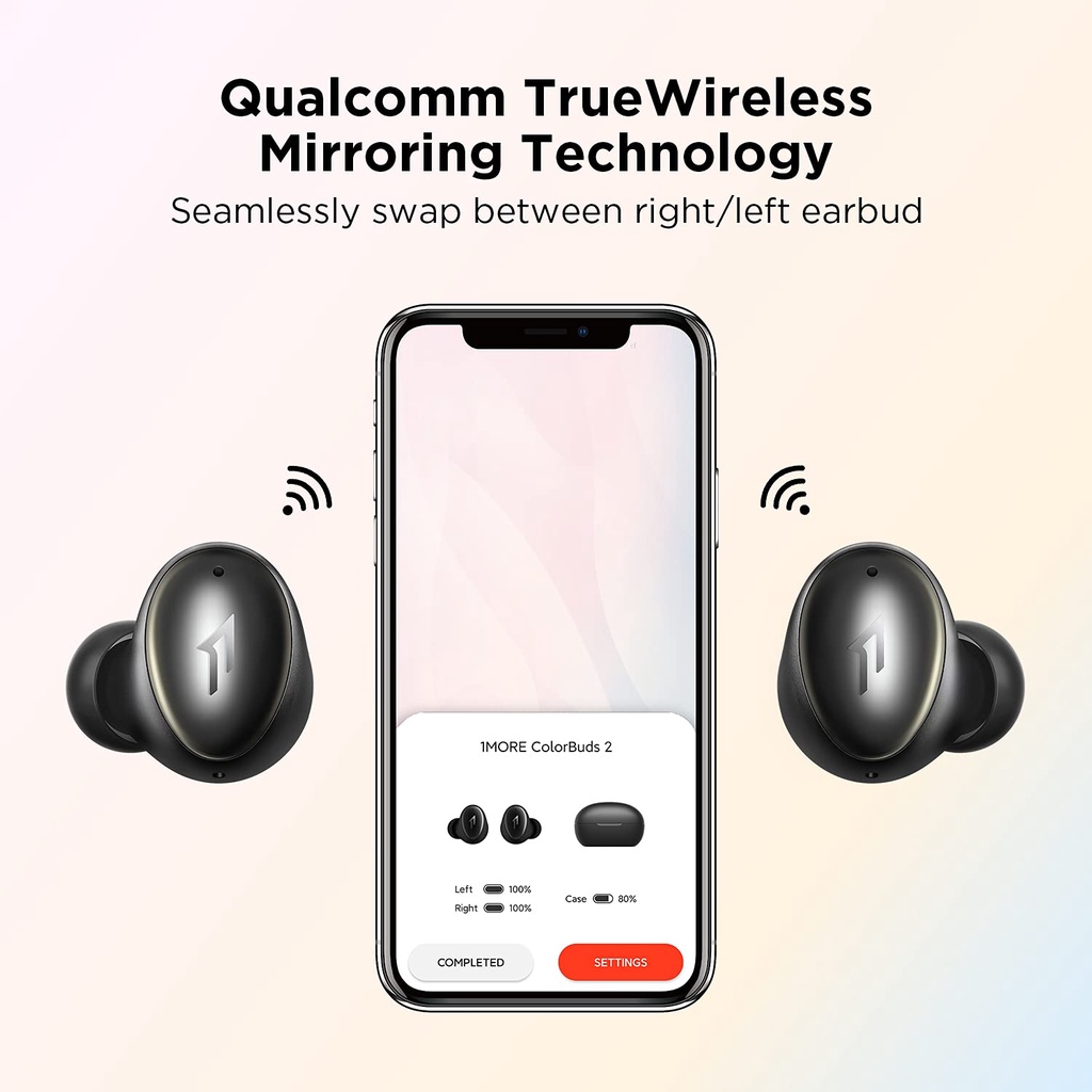 1MORE ColorBuds 2 Active Noise Cancelling Wireless Earbuds  Bluetooth 5.2 Earphones Sound ID Dual Mode Noise Cancelling  CVC 8.0 for Clear Calls Fast Wireless Charging IPX5