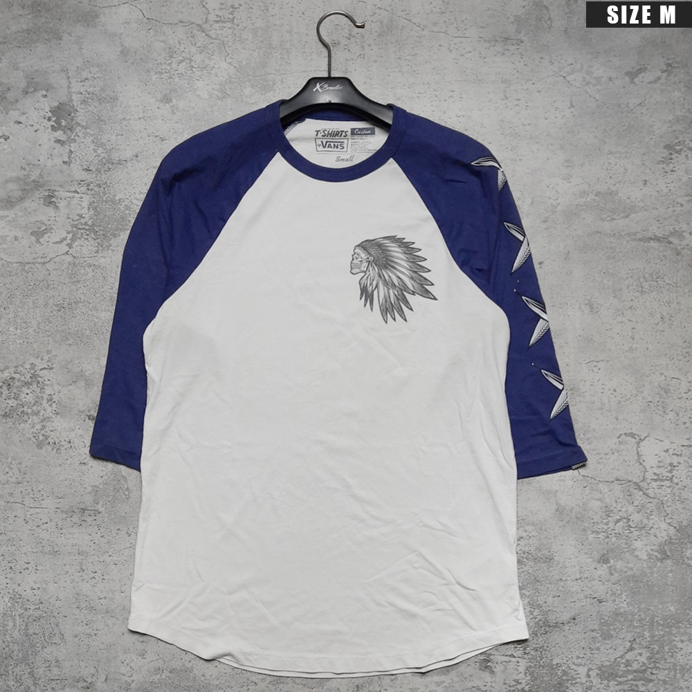 Kaos Medium Sleeeve Vans Indian White Second Branded Original