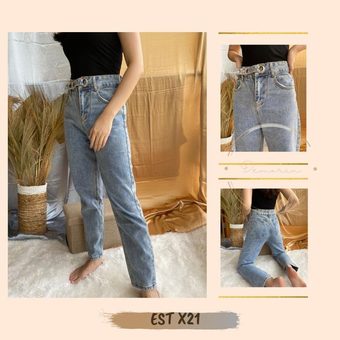 CELANA JEANS PANJANG BOYFRIEND HIGHWAIST JEANS WANITA KEKINIAN