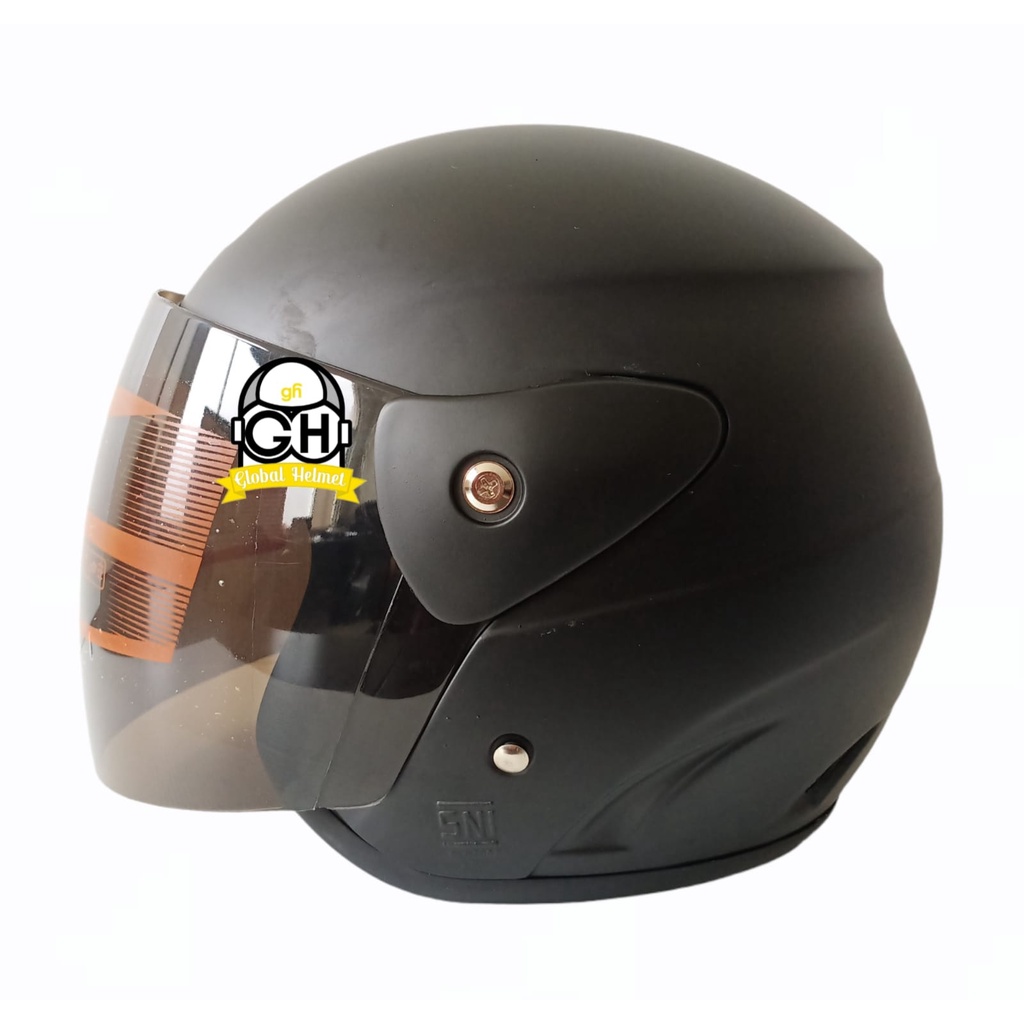 HELM EVOLUTION POLOS BLACK DOFF HALF FACE MODEL GM EVO