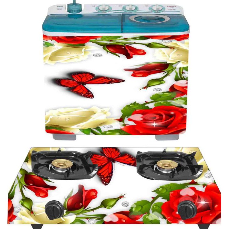 stiker kompor gas yang dua tungku dan mesin cuci