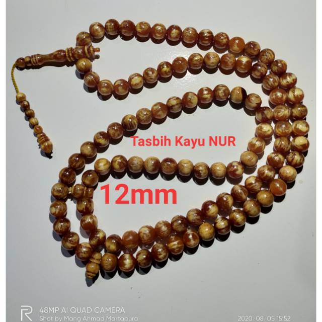 Tasbih 99 Kayu NUR Nyala 12mm kayu Pinus getah Damar Asli - original