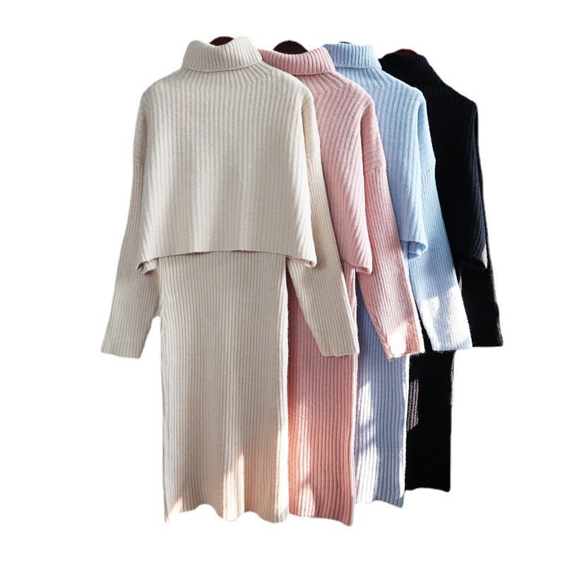 #Sisjuly# Gaun Rajutan Wanita Baru Gaun Kecil Setelan Sweater Rok Wanita Dua Potong