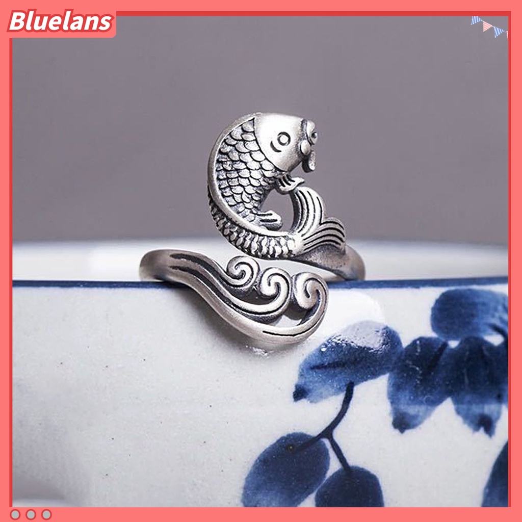 Cincin Model Terbuka Adjustable Desain Merak Warna Silver Gaya Retro