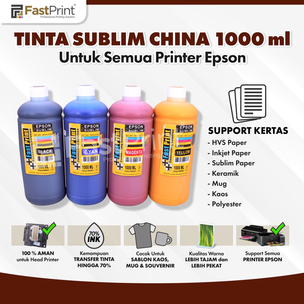 Tinta Refill Sublim Sublime Premium Epson 1000 ML 1 Set 4 Warna