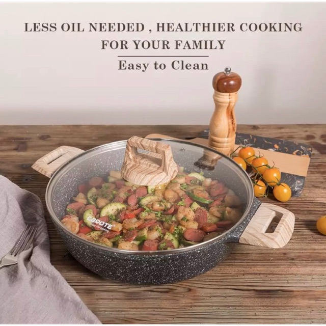 Ready Stock Carote Low Casserole Sauce Pan / Pot / Panci Granite size 28cm