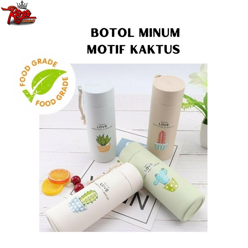 BK45- Botol Minum Kaca Kaktus 450ml Gelas Tumbler Beling Kaktus